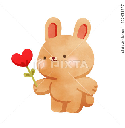 Happy brown rabbit with valentines day Happy brown rabbit with valentines day 122451757