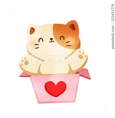 Happy cat with valentines day 122451774