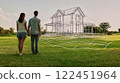 Young couple planning their dream home project on a green field 122451964