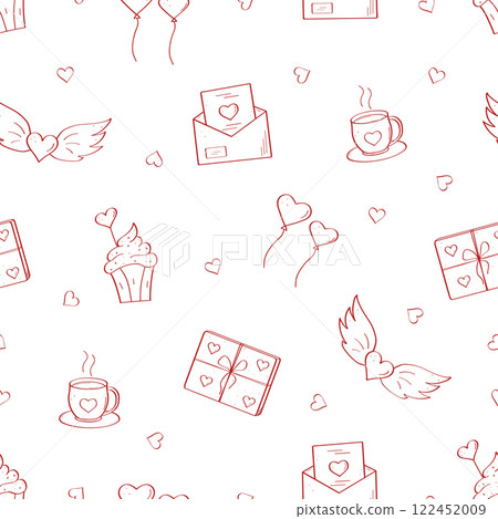 Seamless pattern of love symbols. Background concept of valentine's day or wedding. Vector illustration. Seamless pattern of love symbols. Background concept of valentine's day or wedding. Vector illustration. 122452009