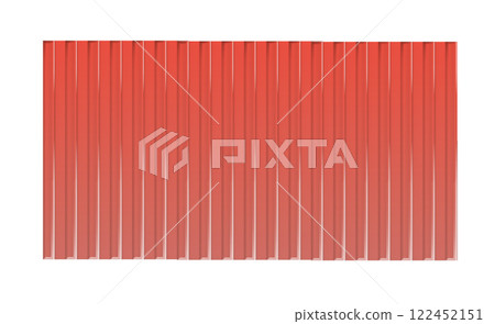 Galvanized iron red for fences, walls, roofs. House remodel corrugated metal roof siding, profiled sheeting. Vector Galvanized iron red for fences, walls, roofs. House remodel corrugated metal roof siding, profiled sheeting. Vector 122452151