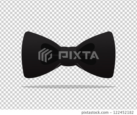 Black bow tie isolated on transparent background. Tied bow. Vector illustration 122452182