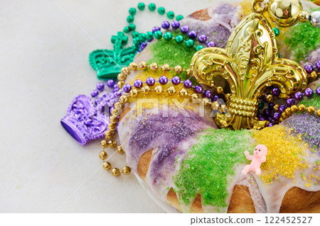 Mardi Gras Celebration. Colorful Mardi Gras King Cake Mardi Gras Celebration. Colorful Mardi Gras King Cake 122452527