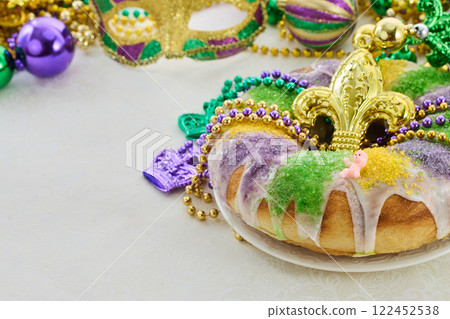 Mardi Gras Celebration. Colorful Mardi Gras King Cake Mardi Gras Celebration. Colorful Mardi Gras King Cake 122452538