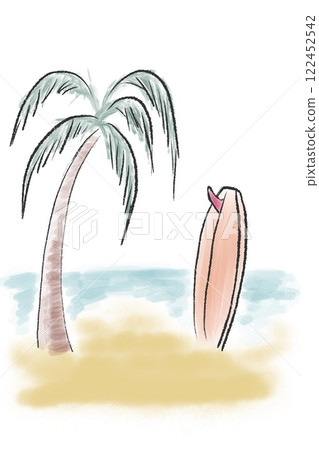 與棕櫚樹的海灘 122452542