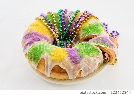 Colorful Mardi Gras King Cake 122452544