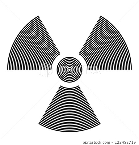 radiation warning sign, black and white hazard symbol, vector isolated on white 122452719