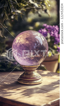 Scenery with a fortune telling crystal ball AI image 122452834