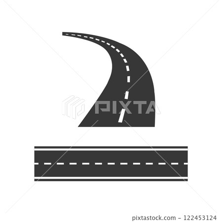 Road icon isolated. Simple illustration of road, highway icon for web design isolated on white background 122453124