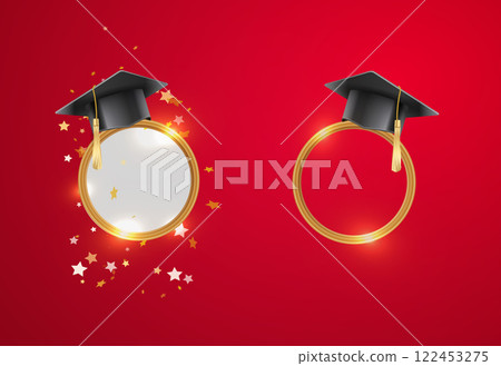 Graduation party photo booth props. Concept for selfie. Photobooth vector element. Vector 122453275
