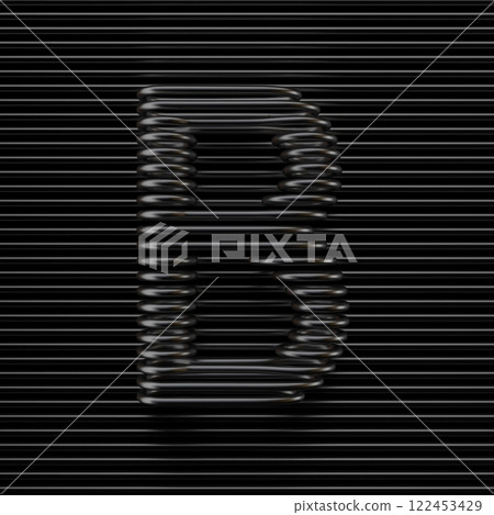 Black wire font Letter B 3D Black wire font Letter B 3D 122453429