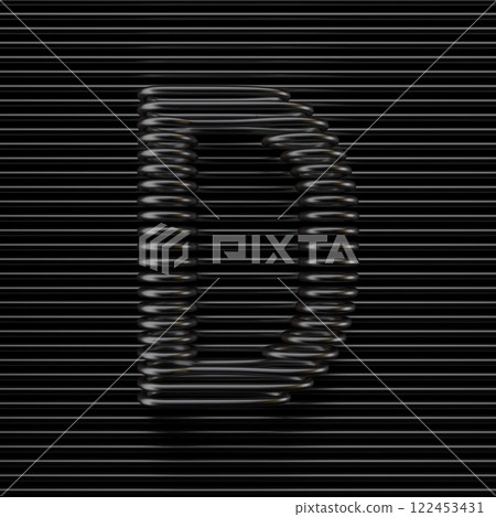 Black wire font Letter D 3D Black wire font Letter D 3D 122453431
