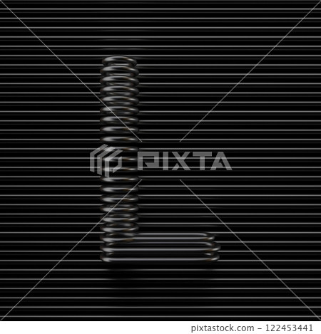 Black wire font Letter L 3D Black wire font Letter L 3D 122453441