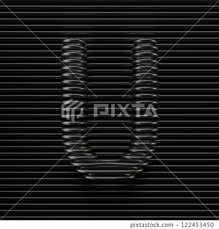 Black wire font Letter U 3D 122453450