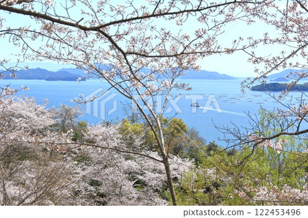 Spring scenery of the Setouchi region seen from Shofukujiyama Park 122453496