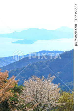 透過野呂山的櫻花看瀨戶內海 122453554