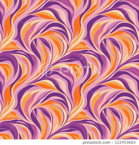 Colorful swirls and floral motifs create a dynamic and vibrant cultural pattern of heritage-inspired art for packaging Colorful swirls and floral motifs create a dynamic and vibrant cultural pattern of heritage-inspired art for packaging 122453683