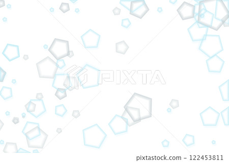 A pattern of transparent blue pentagons scattered randomly 122453811