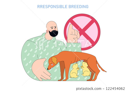 Responsible breeding is essential for animal welfare and companionship. This illustration addresses the impact of irresponsible practices on dogs and emphasizes the importance of ethical breeding. It Responsible breeding is essential for animal welfare and companionship. This illustration addresses the impact of irresponsible practices on dogs and emphasizes the importance of ethical breeding. It 122454062