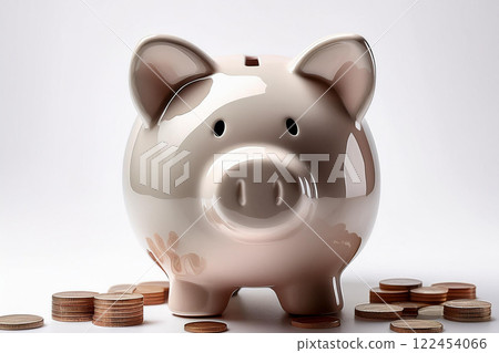 Pig piggy bank and coins Pig piggy bank and coins 122454066