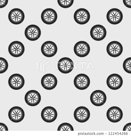 Auto tire vector seamless pattern. Car wheel with disc vector background 122454266
