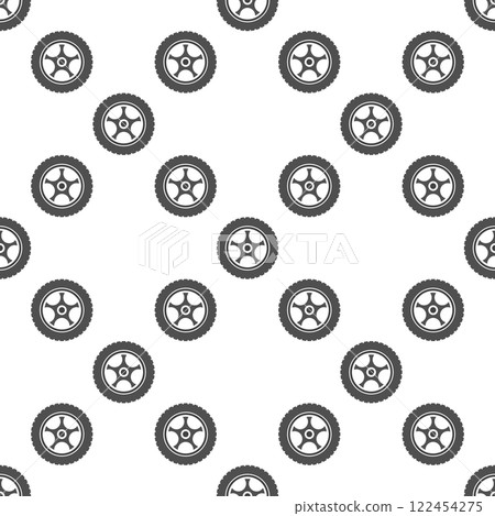 Luxury wheel vector seamless pattern - Car tire and rim vector element 122454275