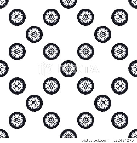 Rim and tire vector seamless pattern - Car wheel vector background Rim and tire vector seamless pattern - Car wheel vector background 122454279