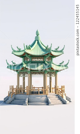 chinese style jade green gazebo pagoda, ai 122455145