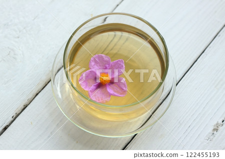 Herbal tea made from Cistus incanus, known as rock rose. Herbal tea made from Cistus incanus, known as rock rose. 122455193