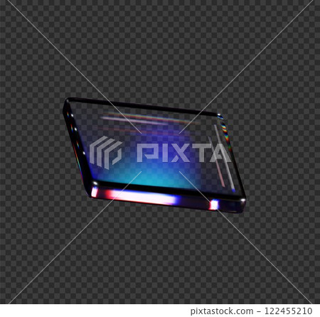 3D vector abstract square shape, with glowing blue refraction. 3D vector abstract square shape, with glowing blue refraction. 122455210