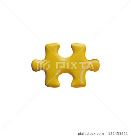 Yellow puzzle piece 3D cartoon plastic vector icon, abstract jigsaw detail, logic game toy, choice variation connection Yellow puzzle piece 3D cartoon plastic vector icon, abstract jigsaw detail, logic game toy, choice variation connection 122455231
