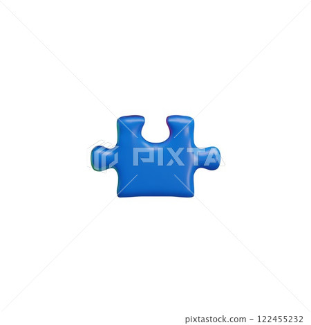 Blue puzzle piece 3D cartoon plastic vector icon, abstract jigsaw detail, logic game toy, choice variation connection Blue puzzle piece 3D cartoon plastic vector icon, abstract jigsaw detail, logic game toy, choice variation connection 122455232
