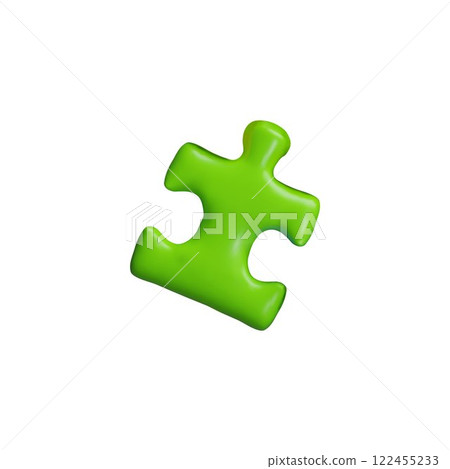 Isolated 3d puzzle piece icon, green color, vector illustration. 122455233