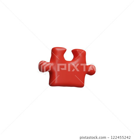 Vector illustration of a 3d puzzle element, red color in cartoon style. Vector illustration of a 3d puzzle element, red color in cartoon style. 122455242