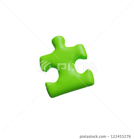 3d vector puzzle icon in green, cartoon minimalistic illustration. 3d vector puzzle icon in green, cartoon minimalistic illustration. 122455276