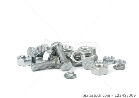 Nuts and bolts isolated on a white background 122455309