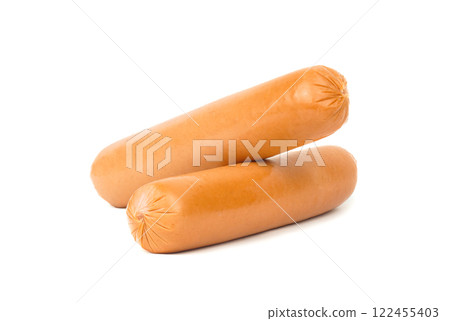 raw sausages isolated on a white background 122455403