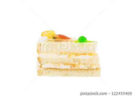 A piece of cake on a white background A piece of cake on a white background 122455409