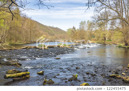 Dyje River in Podyji National Park near Znojmo town in the South Moravian Region of the Czech Republic, Europe. 122455475