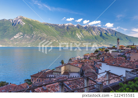 Limone Sul Garda town on shore of Lake Garda with mountains in background, Italy, Europe. Limone Sul Garda town on shore of Lake Garda with mountains in background, Italy, Europe. 122455581