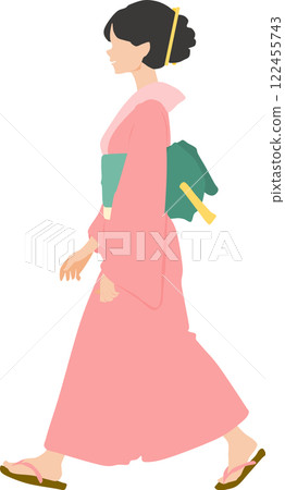 Illustration of a woman wearing a yukata (kimono) Illustration of a woman wearing a yukata (kimono) 122455743
