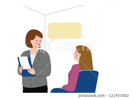 A woman in a suit giving an explanation A woman in a suit giving an explanation 122455802