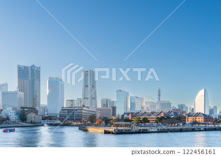 "Kanagawa Prefecture" Yokohama Minato Mirai 21 cityscape on a clear day 122456161
