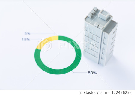 Percentage graph and company corporate building Percentage graph and company corporate building 122456252