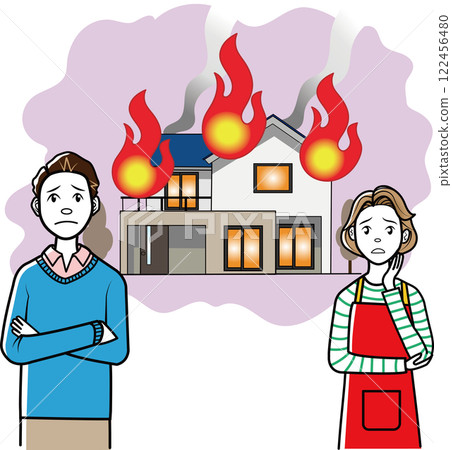 一對夫婦擔心火災 122456480