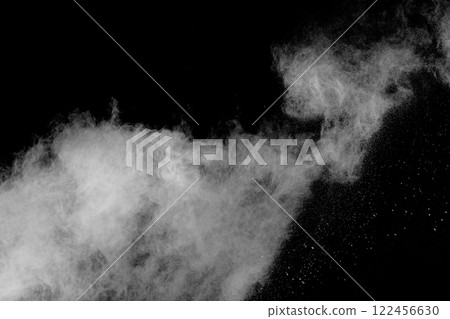 Black and white photo of a cloud of white powder Black and white photo of a cloud of white powder 122456630
