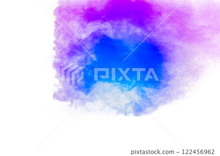 Colorful powder explosion of blue and purple painted 122456962