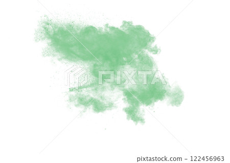 Green cloud of smoke is blowing through the air 122456963