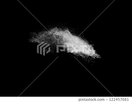 White cloud of powdery substance is in the air 122457081