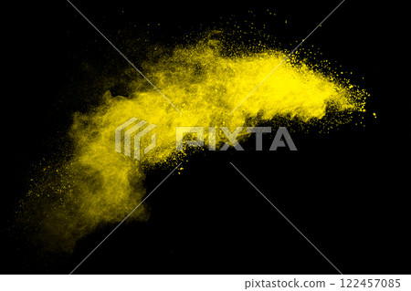 Yellow cloud of powdery dust is blowing in the air 122457085
